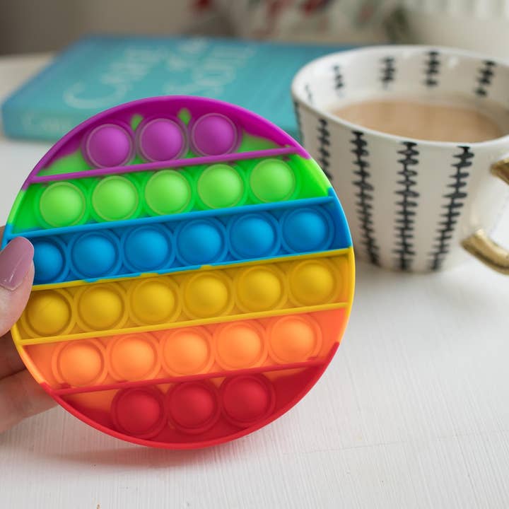 Pop Fidget Toy Silicone Bubble Popping Game | Rainbow Round