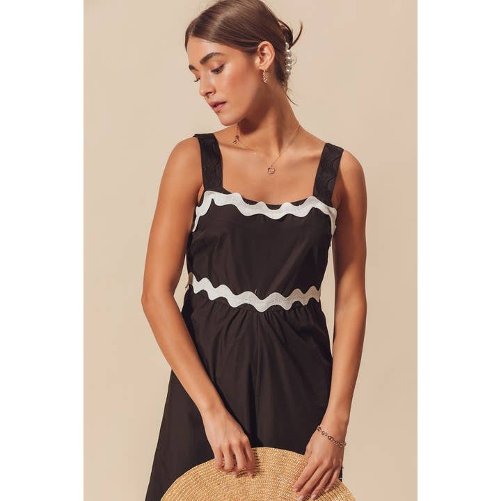 Scallop Ric Rac Trimmed Wide Leg Summer Jumpsuit