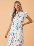 PRETTY BASH Western Button-Down Mini Dress
