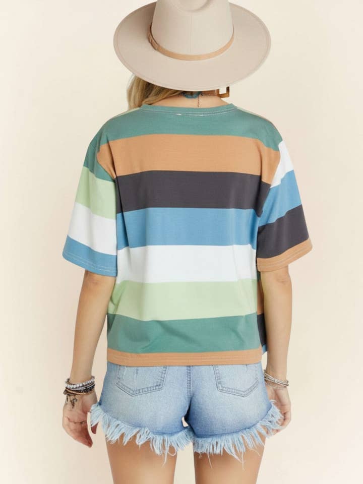 Multi Color Stripe Top- LET2608