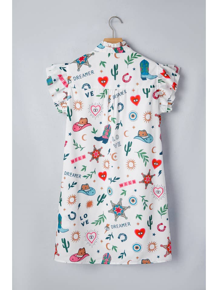 PRETTY BASH Western Button-Down Mini Dress