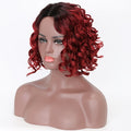 Natural Looking Burgundy to Wine Red Ombre Curly Bob Wig