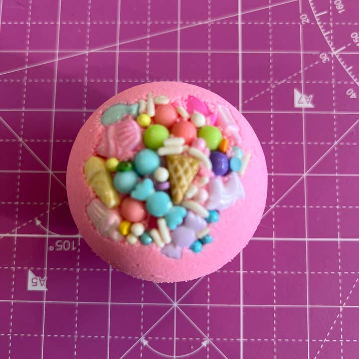 New! Candy Shop Round Bath Bombs- Berry Waffle Cone Scented