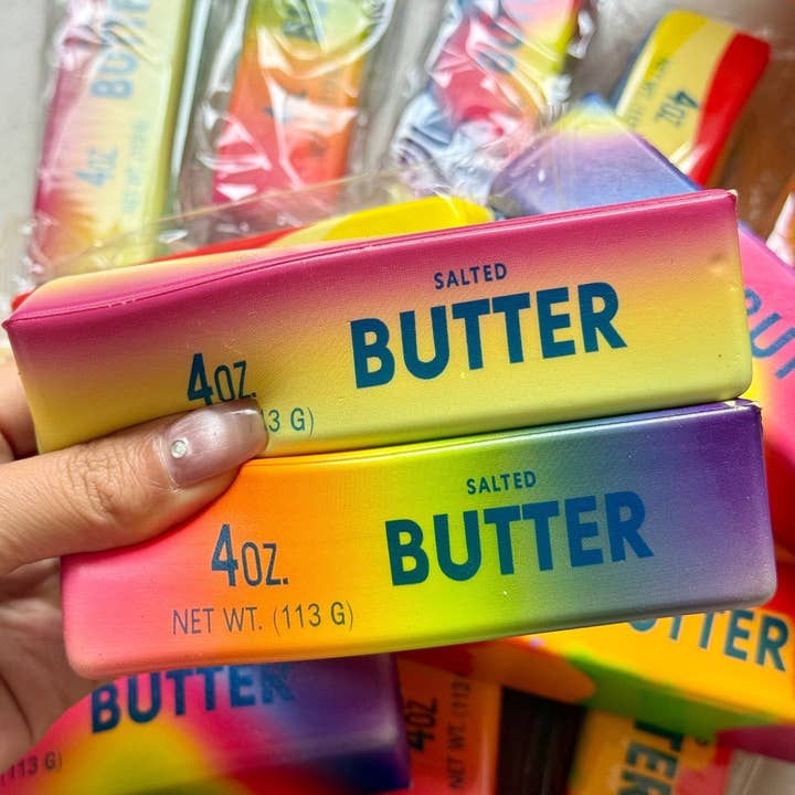 Realistic Rainbow Colorful Butter Stick Squishy Slow Rising Stress Relief Sensory Fidget Toy