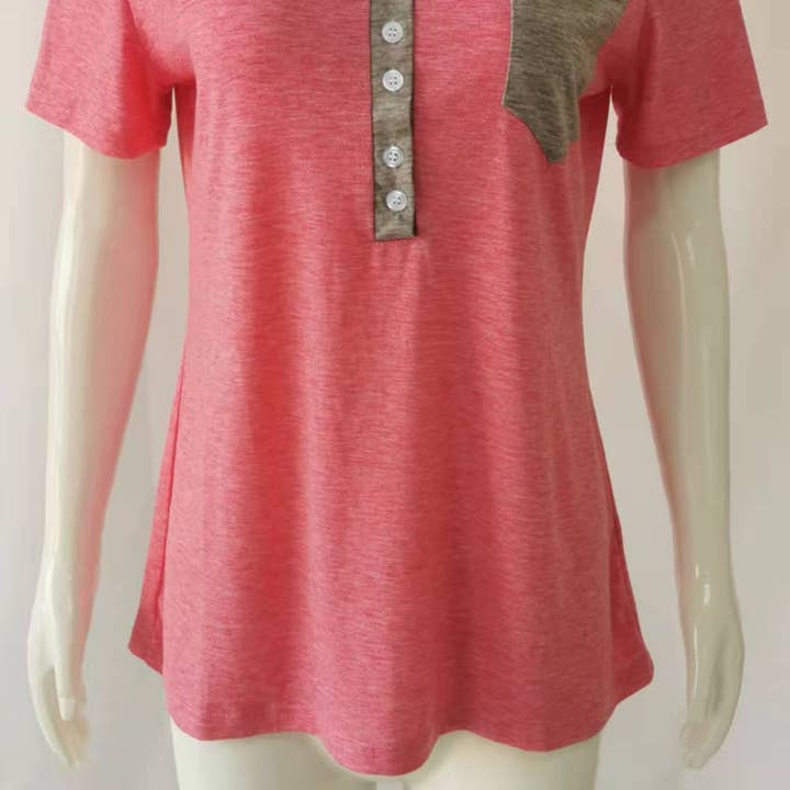 Women Casual Pocket Detail Oversized T Shirt