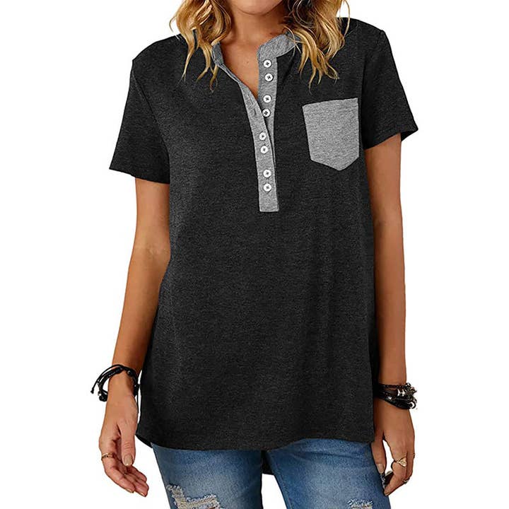 Women Casual Pocket Detail Oversized T Shirt