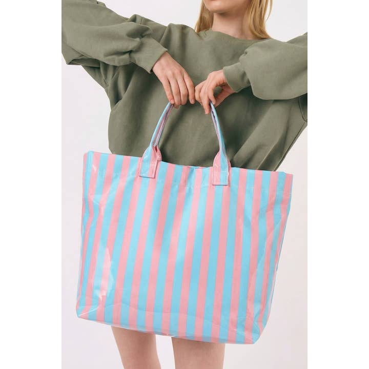 Ldc Glossy Striped Large Tote Bag