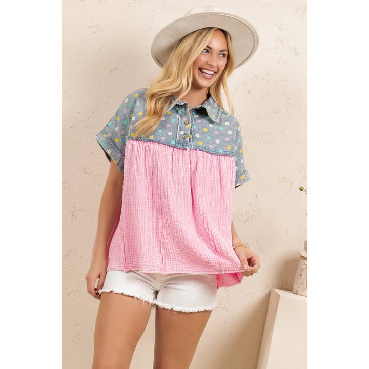 Petal Patch Babydoll Top (ST8375)