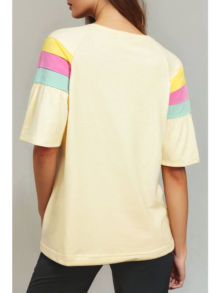 Colorblock Short Sleeve Round Neck T-Shirt
