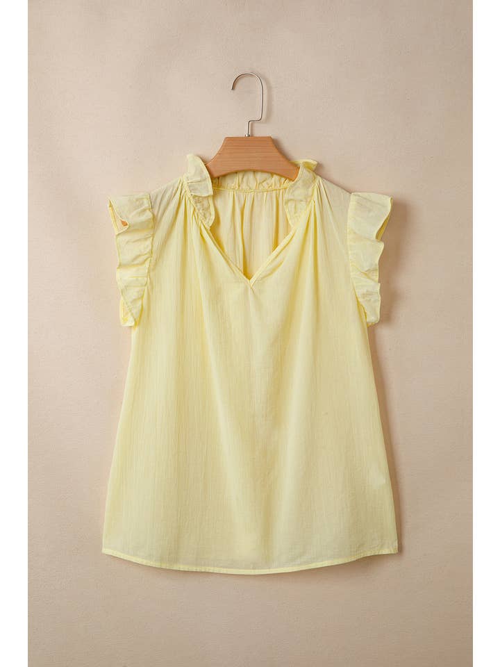 Ldc Solid Ruffle Sleeveless Blouse
