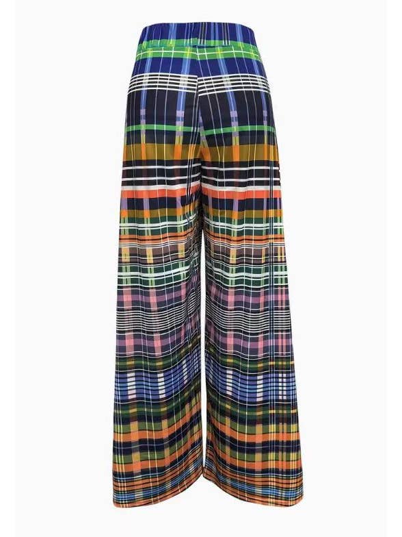 Color Block Striped Wide-Leg Pants