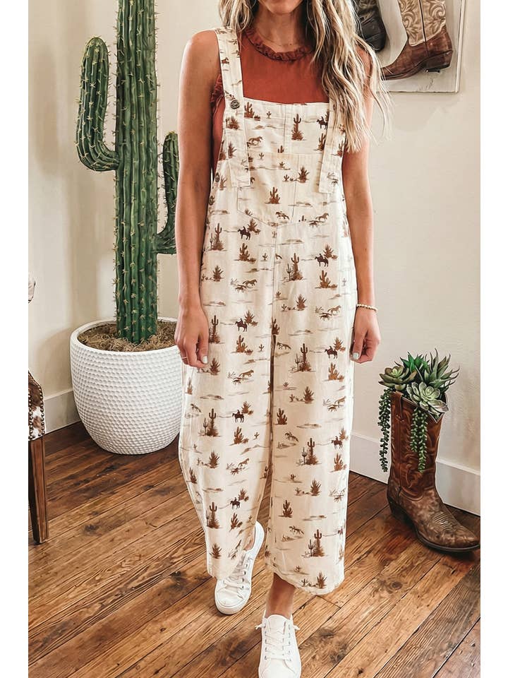 Ldc Western Button Adjustable Straps Loose Overall Jumpsuit