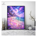 1pc, 5D Dreamy Starry Sky Beach Diamond Painting, Moonlight Coconut Tree Seascape DIY Handmade Rhinestone Decorative Painting, Frameless Diamond Painting