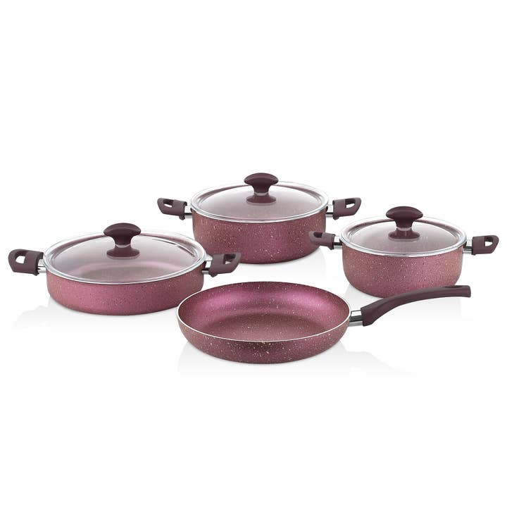 Fred 7-Piece Granite Non-Stick Cookware Set in Fuchsia