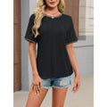 Color-Block Trim Striped Crew Neck T-Shirt Top WZD101