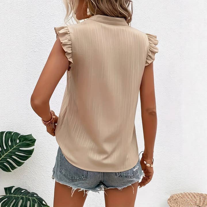 Women's Vintage Lace Collar Sleeveless Ruffle Blouse