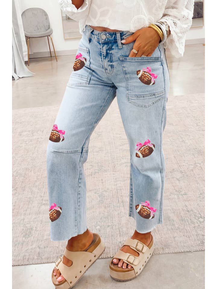 Ldc Game Day High Waist Ankle-Length Patchwork Jeans