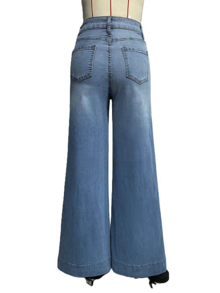 Retro Washed Wide-Leg Jeans