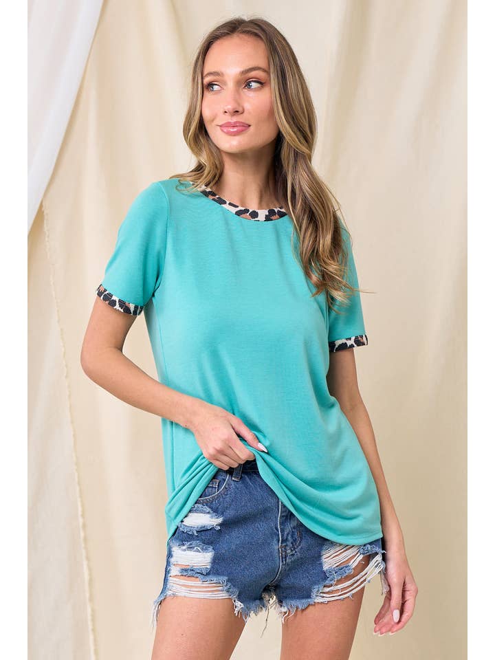 LMT3989-RELAXED Fit Leopard Print Top