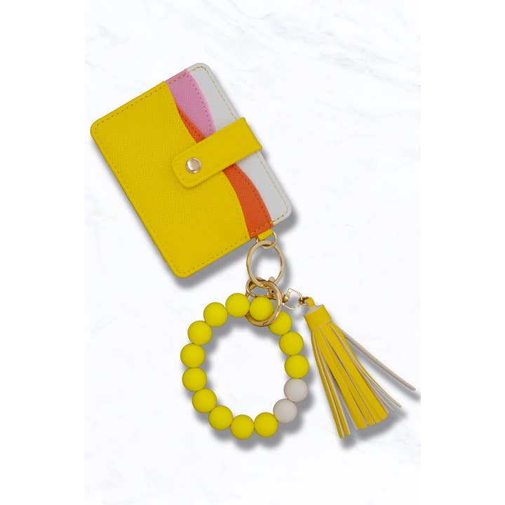 Faux Leather Card Holder Wallet Keychain