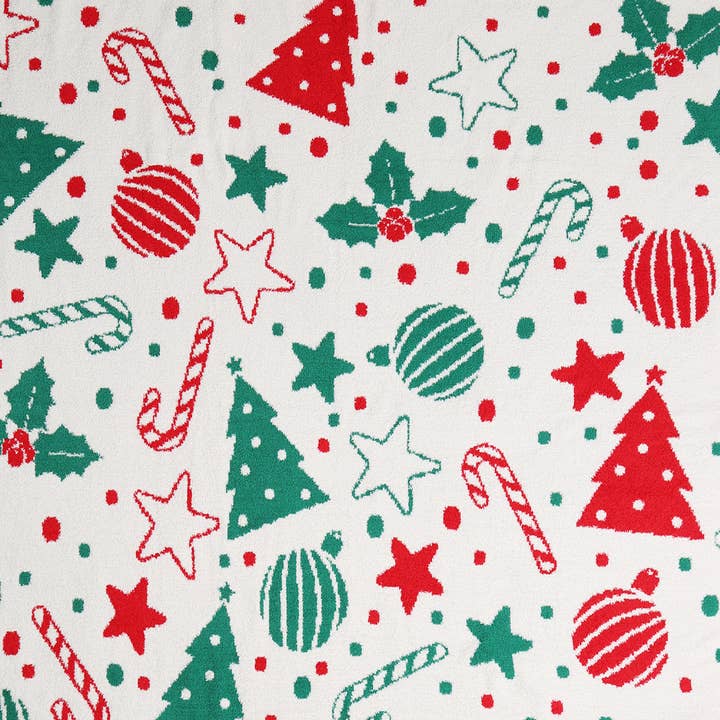 Festive Holiday Pattern Print Cozy Throw Blanket