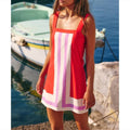 Vacation Contrast Stripe Square Neck Mini Tank Dress