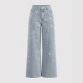 Rhinestone Shiny Pearl Straight Jeans
