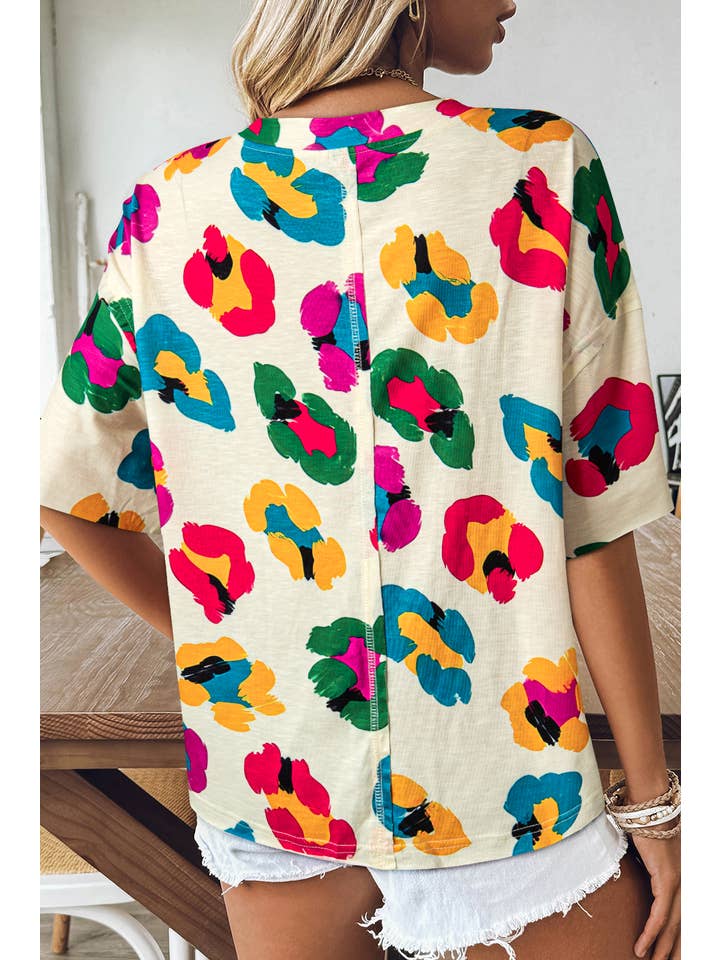 Leopard Drop Shoulder Oversize Tee
