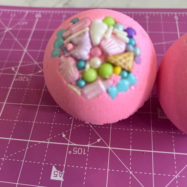 New! Candy Shop Round Bath Bombs- Berry Waffle Cone Scented