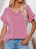 Women’S Fashion Colorblock Twist V-Neck Tee