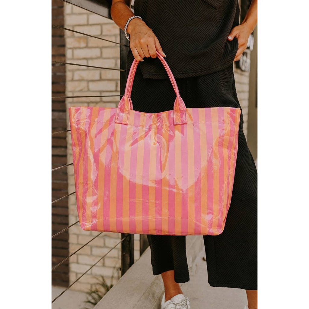 Ldc Glossy Striped Large Tote Bag