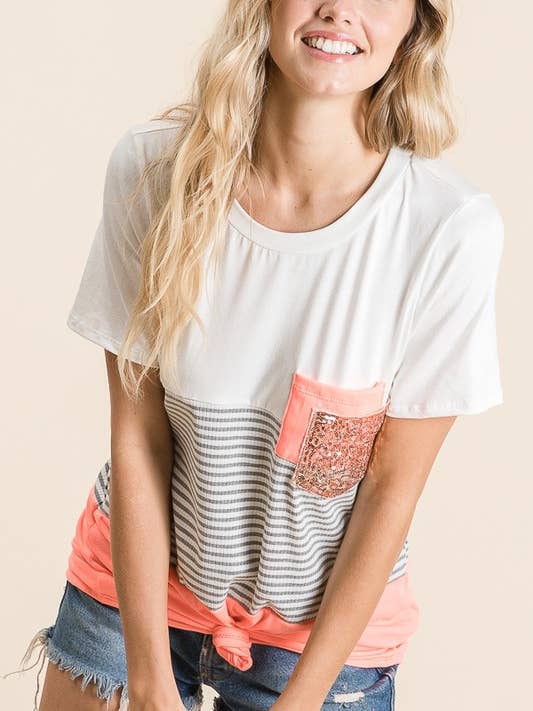 LMT1581-Crew Love Colorblock Crew-Neck T Shirt