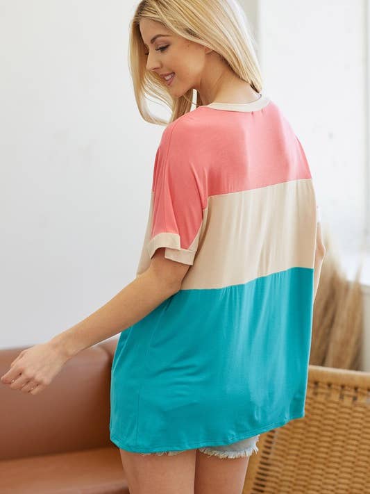 LMT2450-A-Solid Colorblock Tee