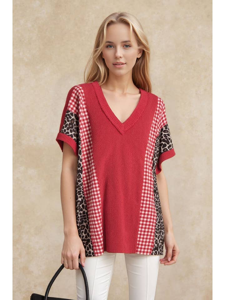 ET8038-11 Colorblock Urban Rib Knit Top