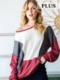 [Plus Size] Color Block Drop Shoulder Sweatshirt T5345XL