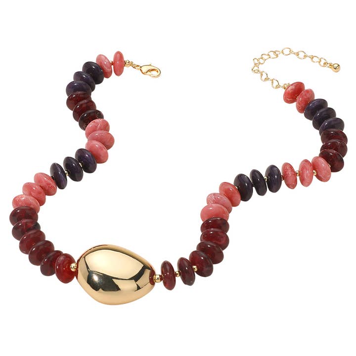 Chunky Pebble Resin Beaded Statement Necklace