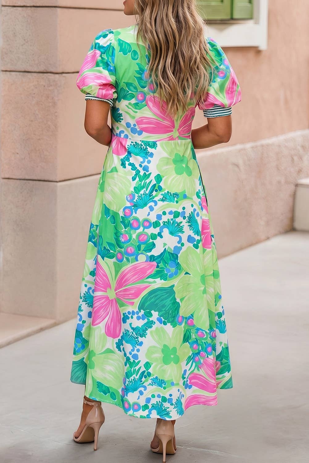 Floral Button Down Short Sleeve Vacation Dress
