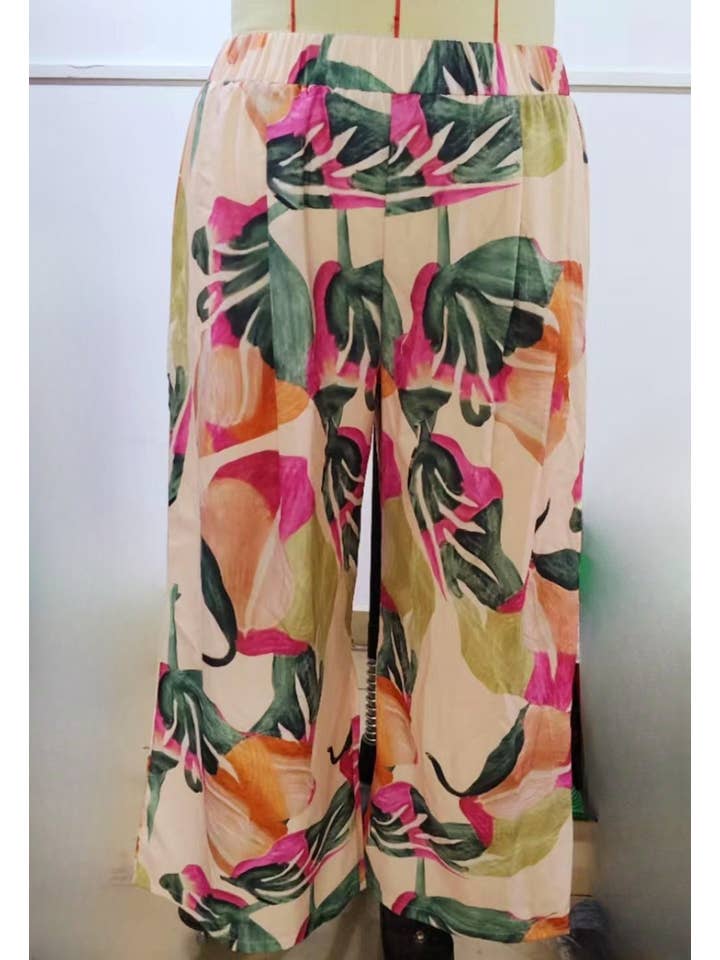 Color Block Striped Wide-Leg Pants