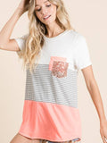 LMT1581-S-Crew Love Colorblock Crew-Neck T Shirt