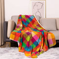 Colourful Plaid Checker Fluffy Fleece Sofa Throw Blanket