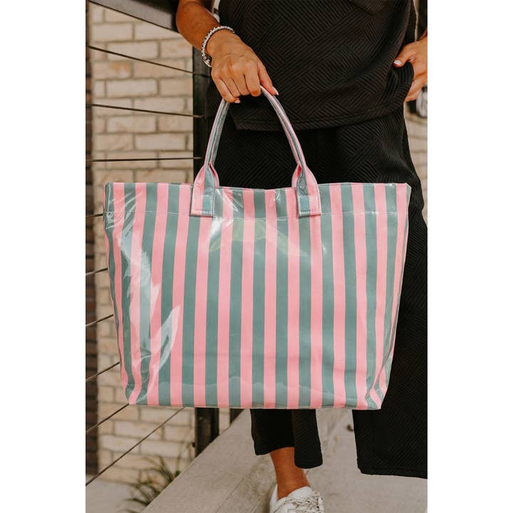 Ldc Glossy Striped Large Tote Bag