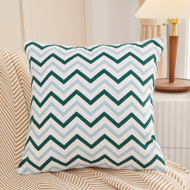 Minimalist Geometric Embroidered Cotton Throw Pillow