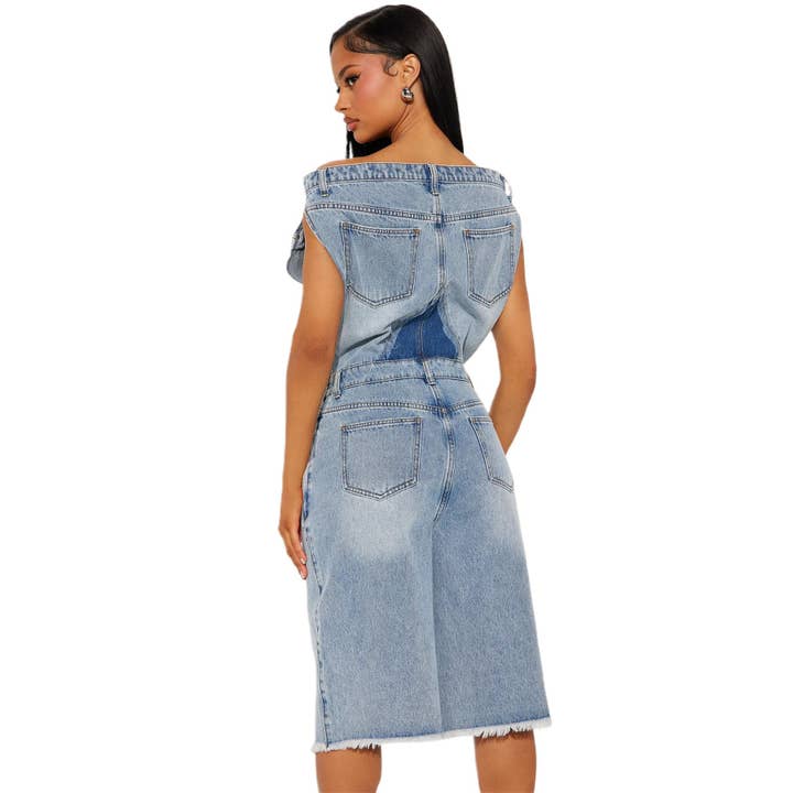 Women Fashion Denim Romper