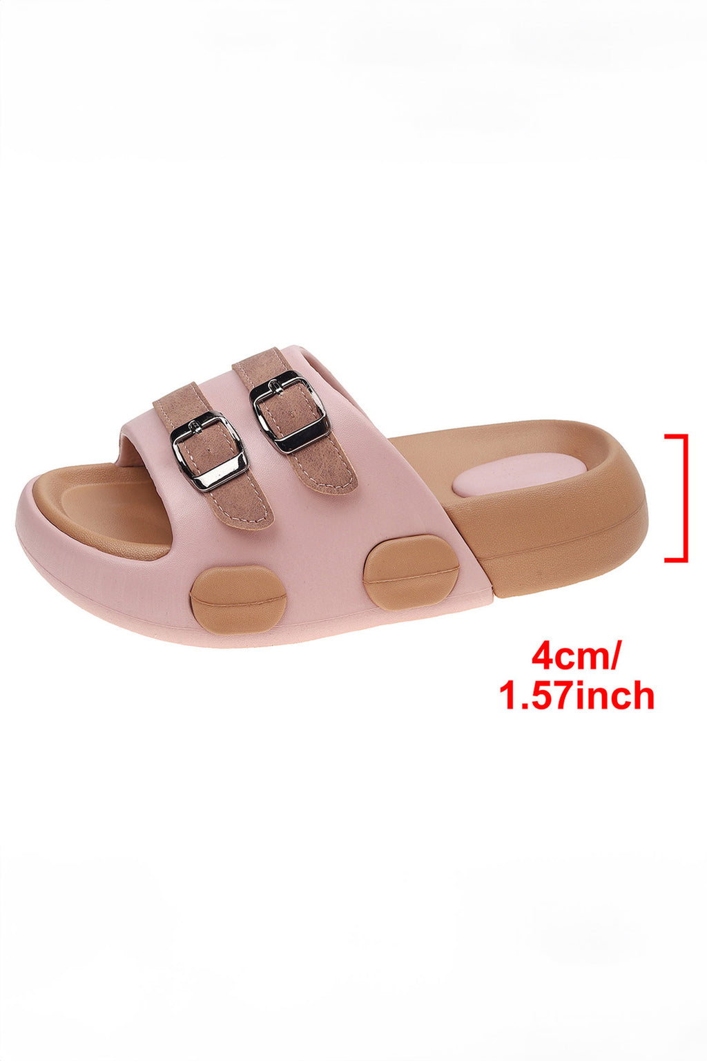 Pink Buckle Straps Detail Comfy EVA Slippers