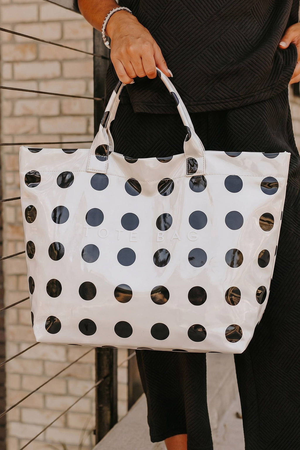 Ldc Polka Dot Durable Waterproof Pvc Tote Bag