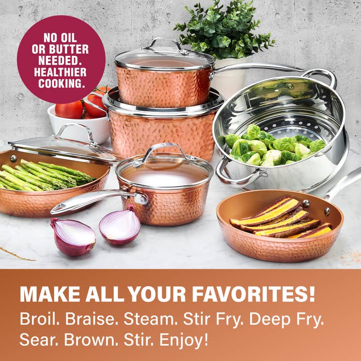 Gotham Steel Hammered Ceramic 15-piece Cookware Set