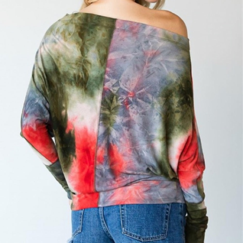NWT CY Fashion Tie Dye Dolman Off the Shoulder Top - Sizes S and L available